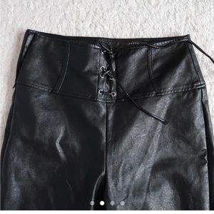 Sexy lace up leather pants